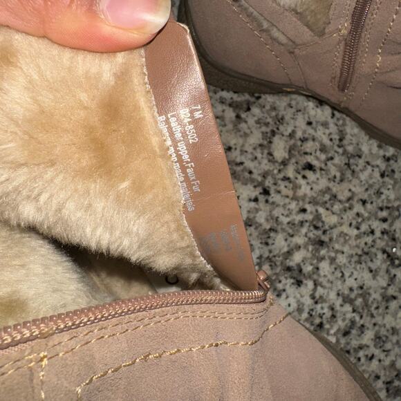 Liz & Co Leather Fur Lined Ankle Boots Women's Size 7 Tan/Brown - Picture 6 of 9